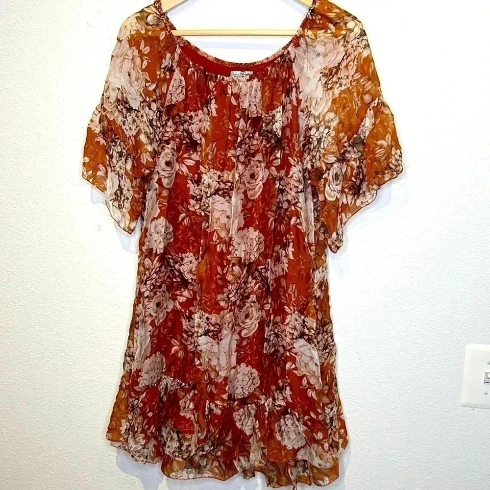 Elena Baldi Made In Italy Floral Ruffle Hem floral Spring Dress size Medium - Picture 2 of 7